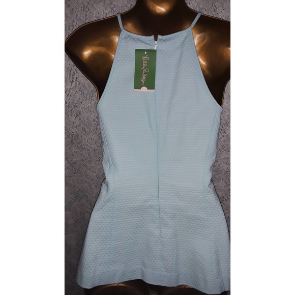 NWT Lilly Pulitzer Sz 6 LARINA Blue and Gold Halter Top - Picture 7 of 10